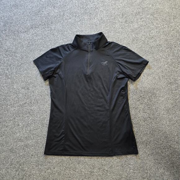 Piper Tops - Piper Top Womens Medium Black Zip Short Sleeve Vented Performance Horse Riding